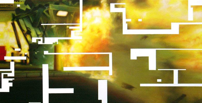 Opferkamera 2<br />2004<br />Acryl auf Baumwolle<br />250 x 125 cm