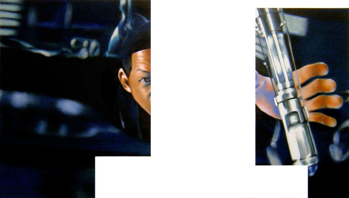 Ausserordentlich allein IV</b><br />2005<br />Acryl auf Baumwolle<br />180 x 100 cm