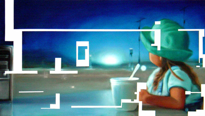 Leise 1<br />2004<br />Acryl auf Baumwolle<br />180 x 100 cm