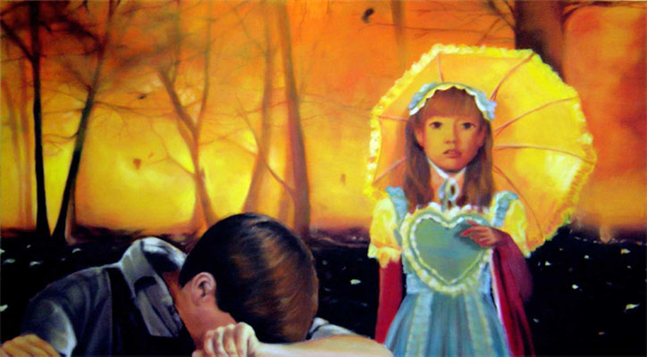 Die Beamten kommen (Agonie)<br />2007<br />Acryl auf Baumwolle<br />180 x 100 cm
