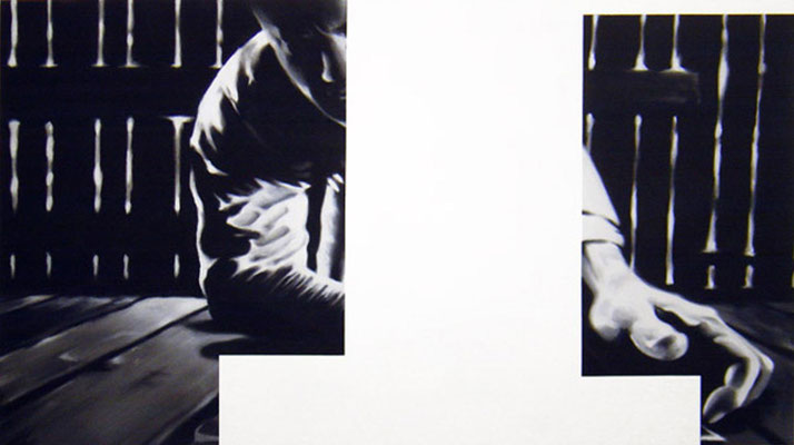 Ausserordentlich allein VI<br />2005<br />Acryl auf Baumwolle<br />180 x 100 cm