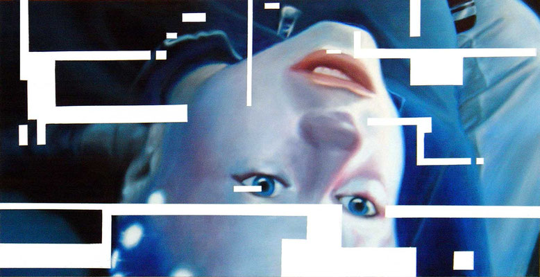 Opferkamera 1<br />2004<br />Acryl auf Baumwolle<br />250 x 125 cm
