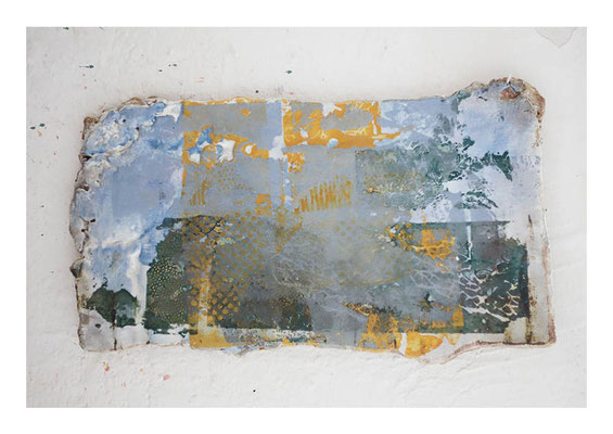 o.T./ 2014/ Siebdruck auf Steinzeigton/ Reduktionsbrand/ 36 x 25 cm