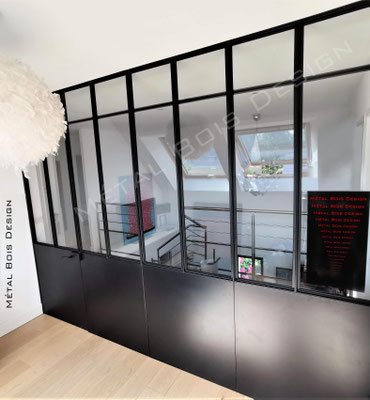 Verrière sur mesure pour création d'un chambre d'ami sur mezzanine #métalboisdesign14