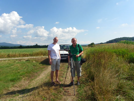 Jiri Vlcek, Naturschutzabteilung der Bezirksregierung in Pilsen und Markus Schmidberger, Leiter des LBV-Zentrums Mensch und Natur