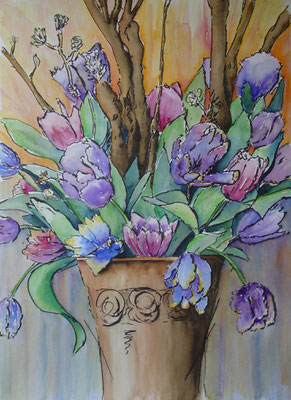 Vaas tulpen (paars)
