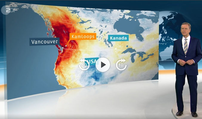 Anfang Juli: Gluthitze im Westen Kanadas (British Columbia) und Nordwesten USA (Washington, Oregon) mit 49 Grad.