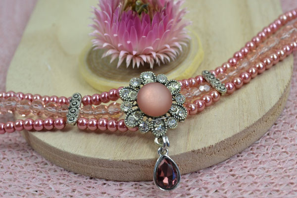Kropfkette rosa, Strass, Perlenkropfband