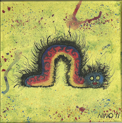 "Caterpillar" - Acryl und Feder - LW 20x20- 2011