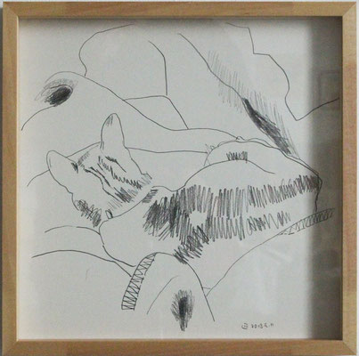 Eva Hradil "Katzenrücken" 2019, Bleistift auf Papier, 30 x 30 cm
