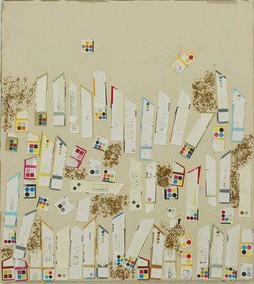 Eva Hradil "Gras", 2019, Papier, Tabak auf Molino, 60 x 50 cm