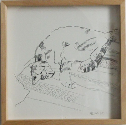 Eva Hradil "Katze am Sofa" 2019, Bleistift auf Papier, 30 x 30 cm
