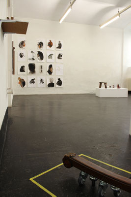 SKIN/SKIM Eva Hradil - sculptures, Jenny Lundgren - ink on paper, basement, Vienna