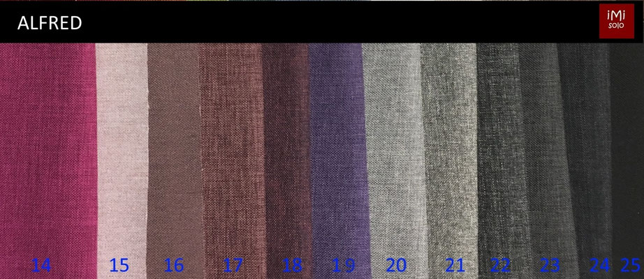 14- Pink,15- Rosa,16- Altrosa*,17- Rose meliert,18- Purpurviolett,19- Lila,20- Warmes Hellgrau, 21- Kaltes Hellgrau, 22- Kaltes Dunkelgrau,23- Warmes dunkelgrau,24- Anthrazit, 25- Schwarz