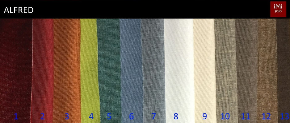 01- Dunkelrot ,02- Rot,03- Orange,04- Hellgrün ausverkauft,05- Meergrün,06- Hellblau,07- Hellblaugrau meliert,08- Weiß,09- Sand,10- Cremegrau meliert,11- Braunmeliert,12- Rehbraun, 13- Dunkelbraun