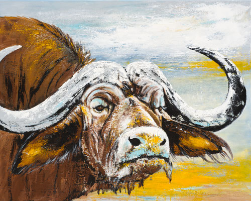 Büffel, 2022, 100 x 80 cm, Acryl auf Leinwand