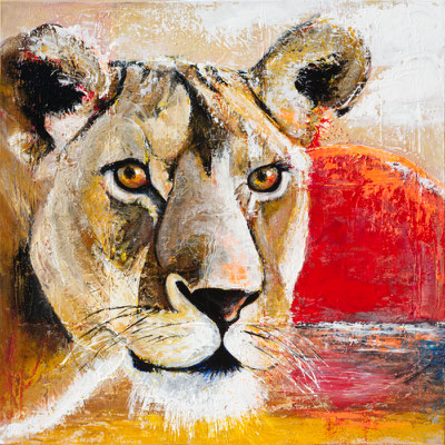 Löwin, 2022, 80 x 80, Acryl auf Leinwand 