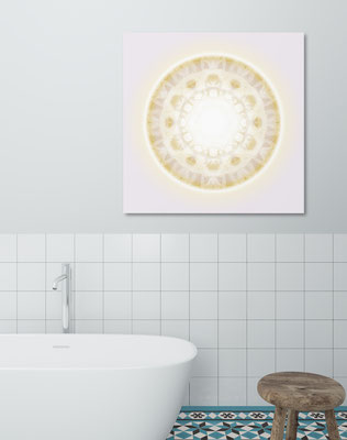 Lebendiger Kristall als universelles Klangbild © Susanne Barth - in einem Bad. Hier eine Montage mit Foto: Moose by Icons8