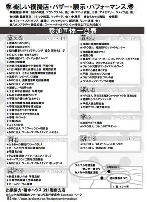 第11回 ひらつか市民活動センターまつり 参加団体紹介 2階フロア Bella Hiratsuka ベッラ 平塚 第11回 ひらつか市民活動センターまつり 参加団体紹介 2階フロア Bella Hiratsuka ベッラ 平塚
