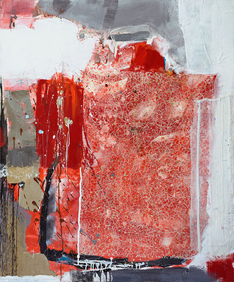 "Fragil", 2015, 120 x 100 cm, Acry/Material auf Leinwand