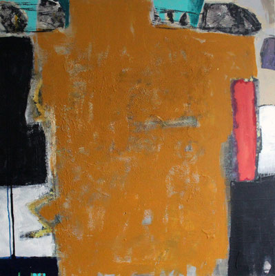"Ocker", 2018, 100 x 100 cm, Acryl/Sand auf Leinwand