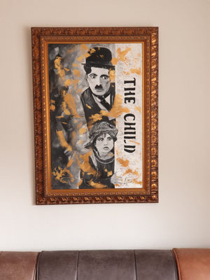 The Child Charlie Chaplin, acryl 91 x 60 cm (excl lijst). Prijs €