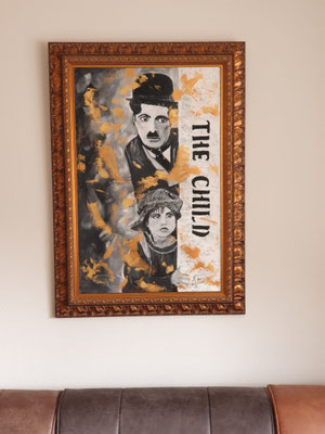The Child Charlie Chaplin, acryl 110 x 80 cm (incl lijst). Prijs: €630