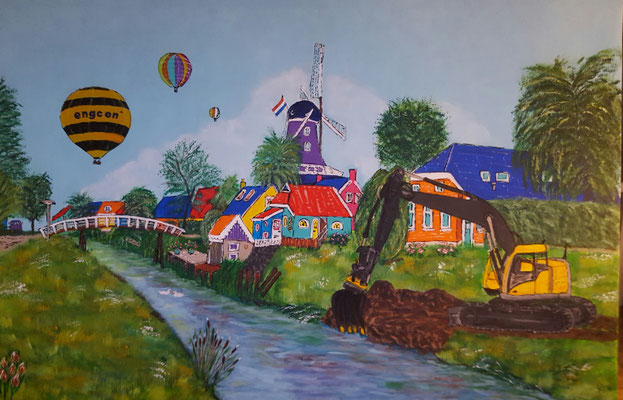 Mensingeweer Groningen, acryl 150 x 100 cm. Prijs €550