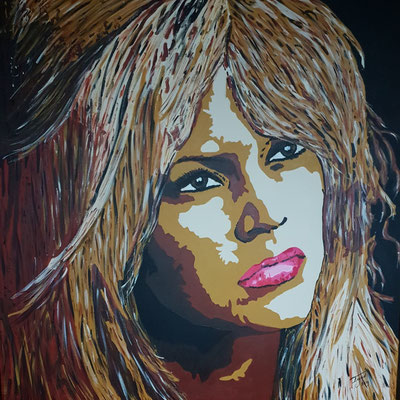 Young Brigitte Bardot, acryl 100 x 100 cm. Prijs €