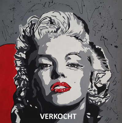 Marilyn Monroe, acryl 100 x 100 cm. VERKOCHT