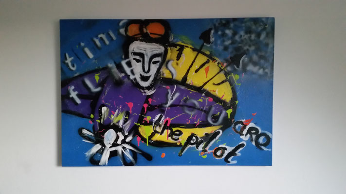 Time flies, acryl 70 x 100 cm. VERKOCHT