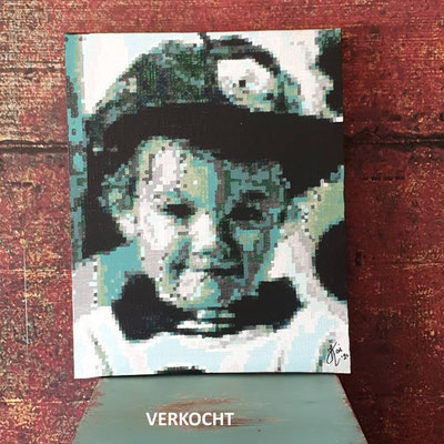 Tommie, acryl pixelart, 40 x 50 cm. VERKOCHT