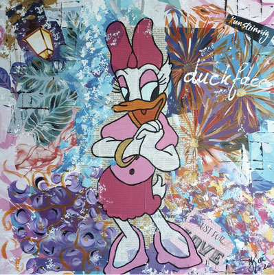 Duckface. Acryl, mixed media 55 x 55 cm. Prijs: €180