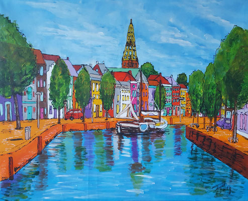 Lage der A, Groningen, acryl 75 x 90 cm. cm. Prijs €