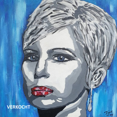 Babs, acryl 60 x 60 cm. Prijs €