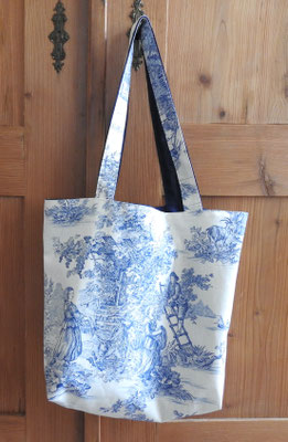 Shopper Toile de Jouy, blau