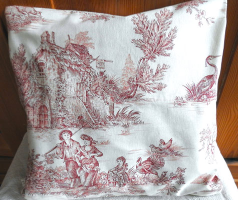 Kissen aus Toile-de-Jouy, reine Baumwolle