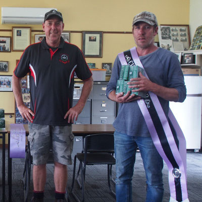 AA Grade and Overall winner, Shaun McGauran. Col Crittenden was doing the presentations.