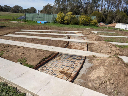 Ground 1 lanes poured and marked. Note the yet to be poured access track, suitable for wheelchairs, etc.  