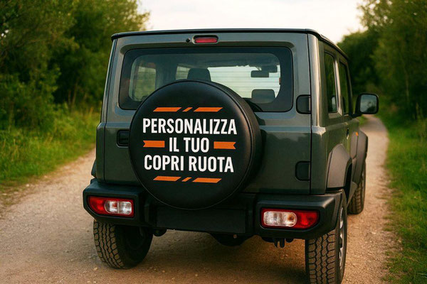personalizza il tuo copriruota di scorta su uno bello 4x4 come qui uno suzuki