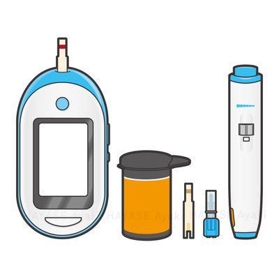 血糖測定器と穿刺器具／2025年／Adobe Illustratorで制作