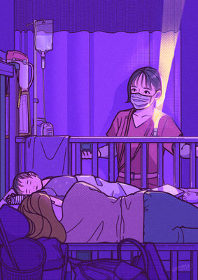 看護雑誌の表紙を想定したイラスト