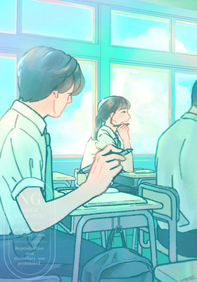 学生／学校風景／広告イラスト