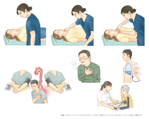 医療系書籍「だけでいい！フィジカルアセスメント−外来でも病棟でもこの1冊」(2023年)挿絵