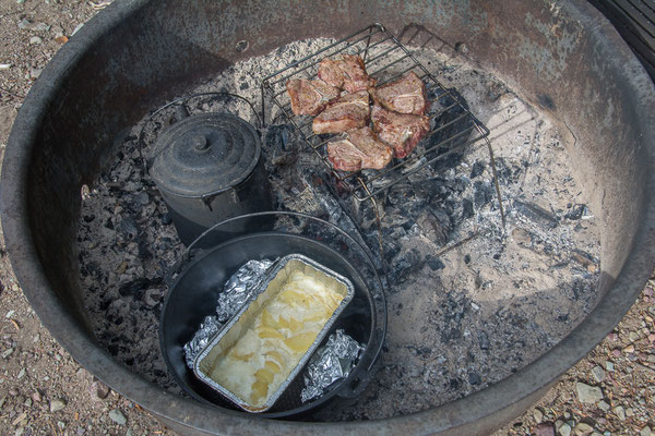 Kartoffelgratin und Lammkoteletten