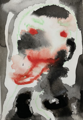 Ghost stories, Mischtechnik auf Papier, 30 x 21 cm, 2025