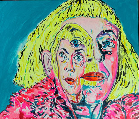 Mellowed horror on my cheek, Acryl auf Leinwand, 60 x 70 cm, 2022