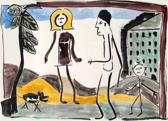 ohne Titel, Tusche und Aquarell auf Papier, 29.5 x 42 cm, 2024
