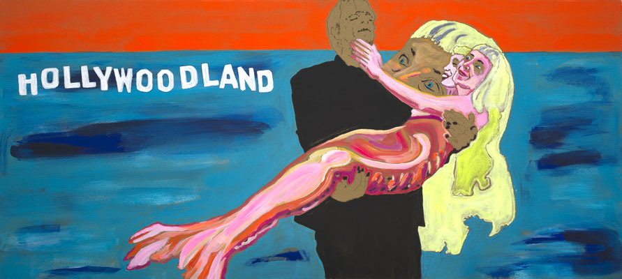 Hollywoodland, Acryl auf Karton, 50 x 110 cm, 2024