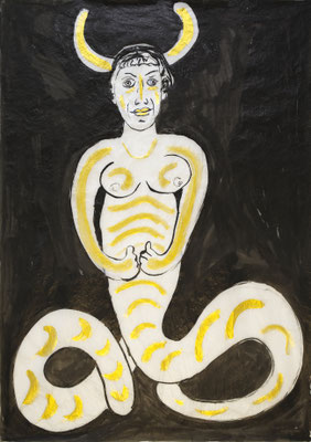 Mermaid, Tinte auf Seidenpapier, 148 x 98 cm, 2024
